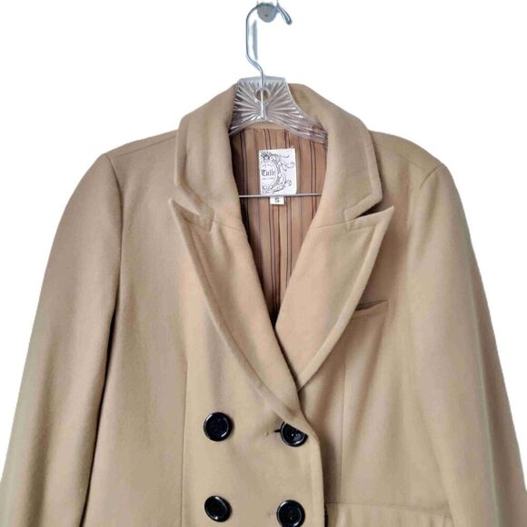 Tulle Womens Double Breasted Wool Blend Coat Notched Lapel Pockets Small - Picture 2 of 8